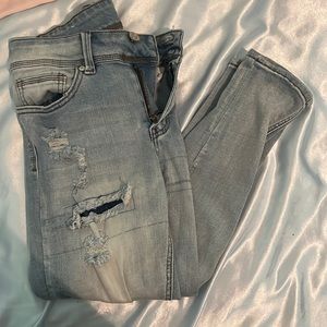 Indigo Rein Patched Skinny Jeans